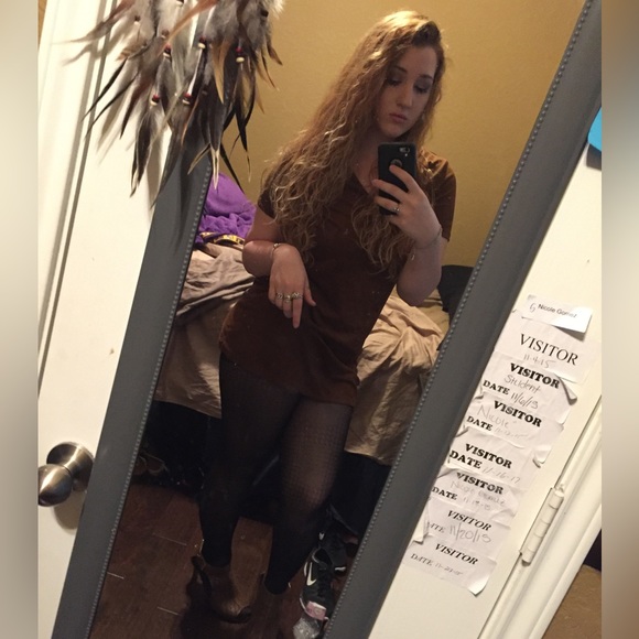 Brown zip up suede mini dress - Picture 3 of 7